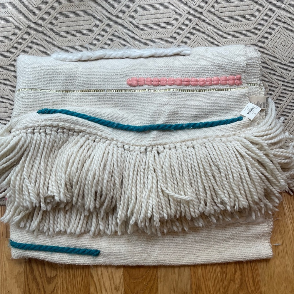 NWT Anthropology wool/cotton White multicolored textured throw for bed/couch - Picture 12 of 14